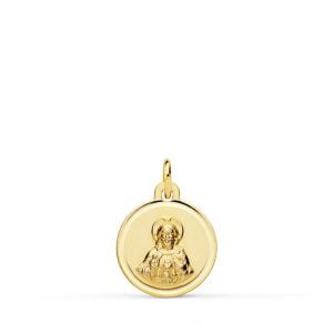18K MEDALLA CRISTO SAGRADO CORAZON JESUS BISEL 12 MM