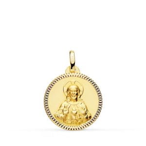 18K MEDALLA CRISTO SAGRADO CORAZON DE JESUS 18 MM