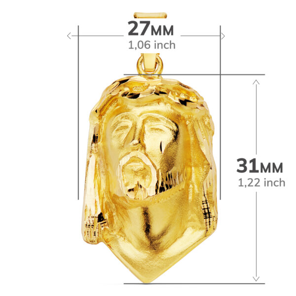 18K CABEZA CRISTO DE LAGRIMA 28X17 MM - Imagen 3
