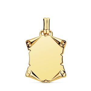 18K CHAPA PERGAMINO LISO BRILLO PAPIRO. 22X20 MM