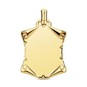 18K CHAPA PERGAMINO LISO BRILLO PAPIRO. 24X22 MM