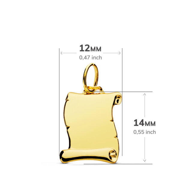 18K CHAPA PERGAMINO LISO BRILLO 14X12 MM - Imagen 2