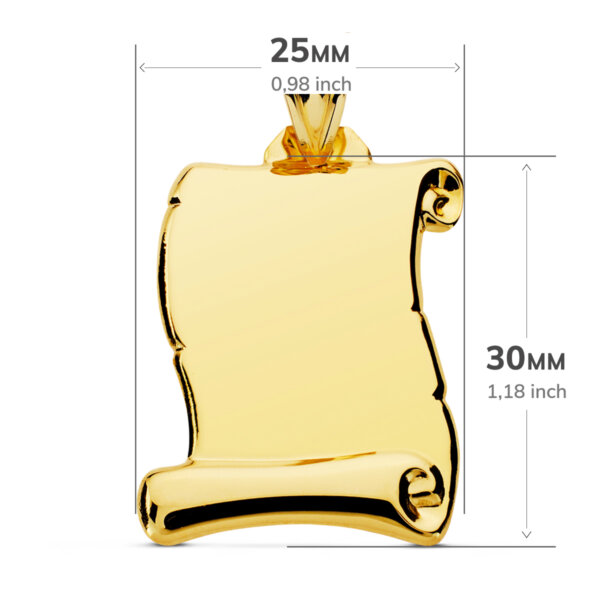 18K CHAPA PERGAMINO LISO 30X25 MM - Imagen 2