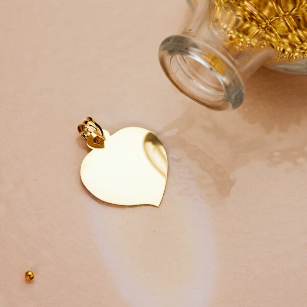 18K CHAPA ORO AMARILLO CORAZON BRILLO 26X23 MM - Imagen 2