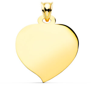 18K CHAPA ORO AMARILLO CORAZON BRILLO 28X28 MM