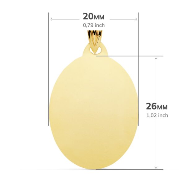18K CHAPA OVAL ORO AMARILLO BRILLO 26X20 MM - Imagen 2