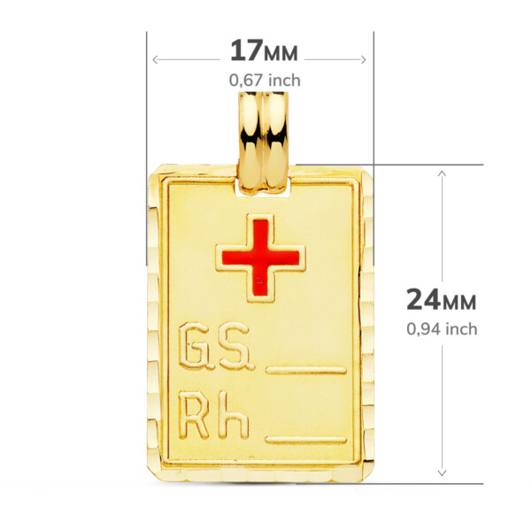 PLACA GRUPO SANGUINEO   RH GRANDE 24X17 MM - Imagen 2