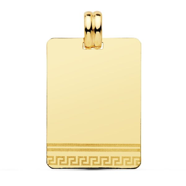 18K CHAPA LASER GRECA ORO AMARILLO 28X20 MM