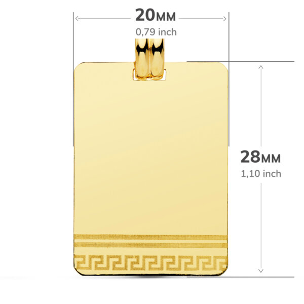 18K CHAPA LASER GRECA ORO AMARILLO 28X20 MM - Imagen 2