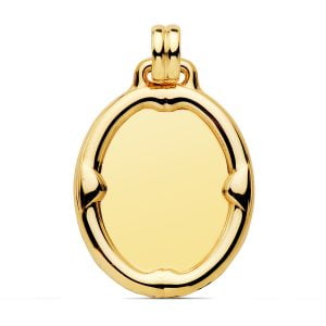 18 CHAPA ORO AMARILLO OVAL BRILLO CON BORDE 29X24 MM