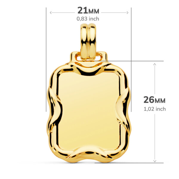 18K CHAPA RECTANGULAR BRILLO 26X21  MM - Imagen 2