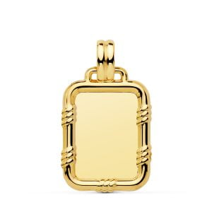18K CHAPA LISA BRILLO CON BORDE 26X20 MM