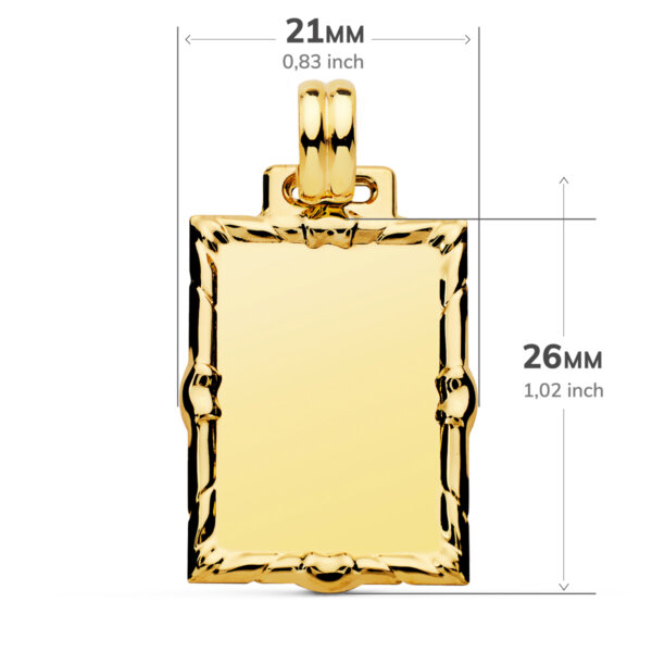 18K CHAPA ORO AMARILLO RECTANGULAR EN BRILLO 26X21 MM - Imagen 2