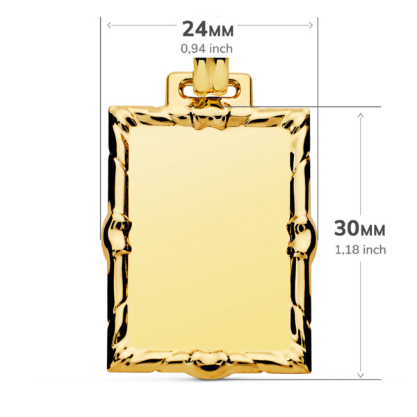 18K CHAPA LABRADA RECTANGULAR 30X24 MM - Imagen 2