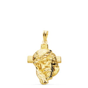 18K COLGANTE CABEZA DE CRISTO CON CRUZ. 26X18 MM 2.40 GR