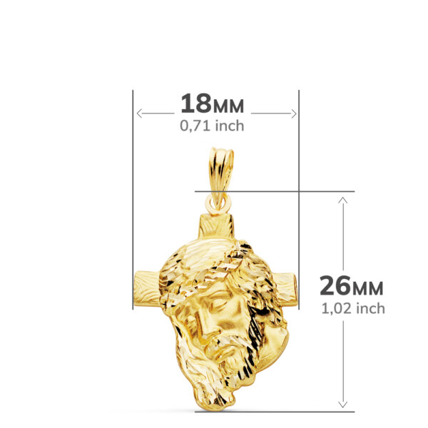 18K COLGANTE CABEZA DE CRISTO CON CRUZ. 26X18 MM 2.40 GR - Imagen 2