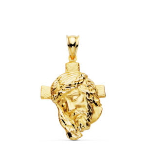 18K CABEZA CRISTO CRUZ 31X21 MM