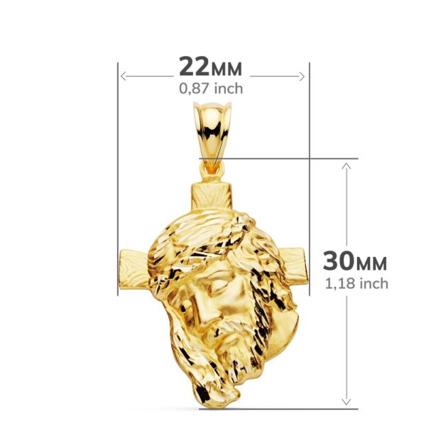 18K CABEZA CRISTO CRUZ 31X21 MM - Imagen 3