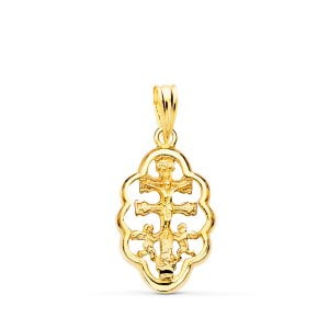 18K COLGANTE CRUZ DE CARAVACA ORLA 18X12 MM
