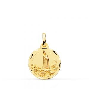 18K MEDALLA ORO AMARILLO VIRGEN DE FATIMA TALLADA 16 MM