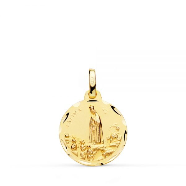 18K MEDALLA ORO AMARILLO VIRGEN DE FATIMA TALLADA 16 MM