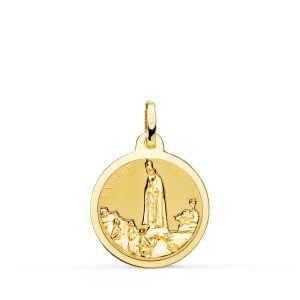 18K MEDALLA VIRGEN DE FATIMA BRILLO 18 MM