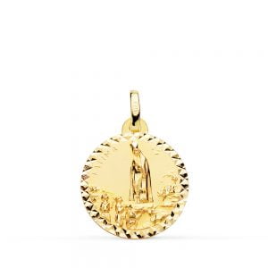 18K MEDALLA VIRGEN DE FATIMA TALLA CRUZADA 18 MM