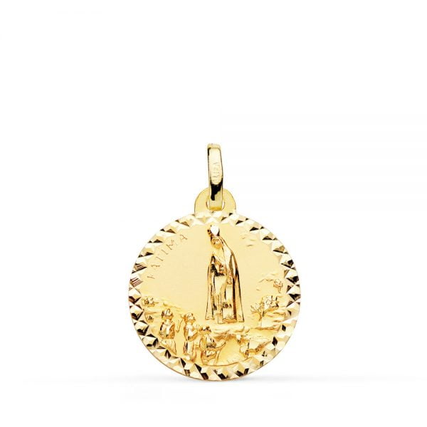 18K MEDALLA VIRGEN DE FATIMA TALLA CRUZADA 18 MM
