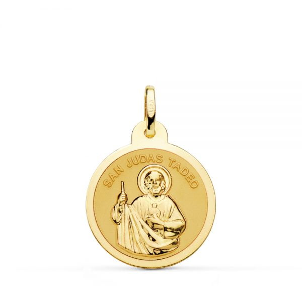 18K MEDALLA SAN JUDAS TADEO BRILLO 20 MM