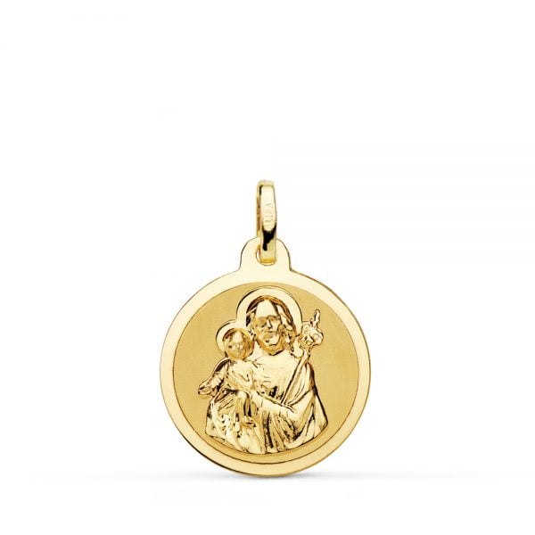 18K MEDALLA SAN JOSE BRILLO 18 MM
