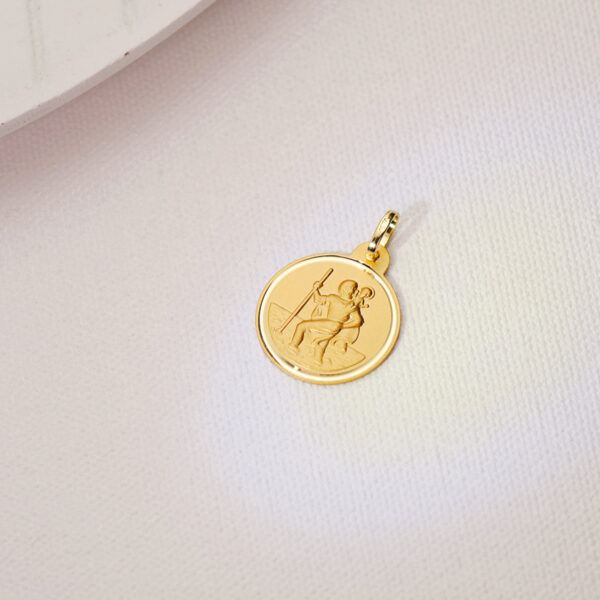 18K MEDALLA SAN CRISTOBAL BISEL 20 MM - Imagen 2