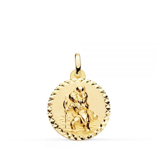18K MEDALLA SAN CRISTOBAL TALLA CRUZADA 18 MM