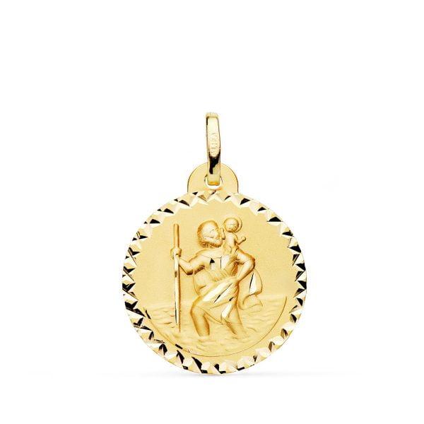 18K MEDALLA SAN CRISTOBAL TALLA CRUZADA 20 MM