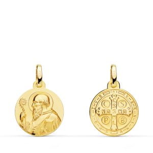 18K ESCAPULARIO SAN BENITO LISO 14 MM