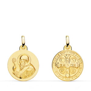 18K MEDALLA ESCAPULARIO SAN BENITO 16 MM