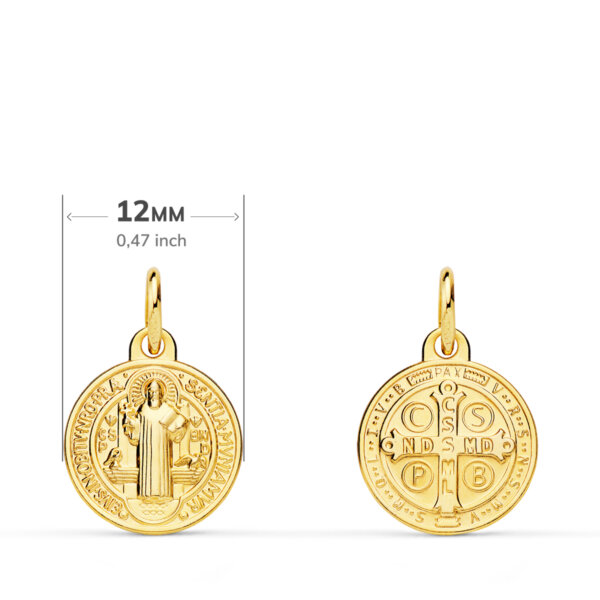 18K MEDALLA ESCAPULARIO SAN BENITO MONJE 12 MM - Imagen 2
