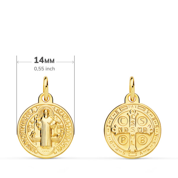 18K MEDALLA ESCAPULARIO SAN BENITO MONJE 14 MM - Imagen 2