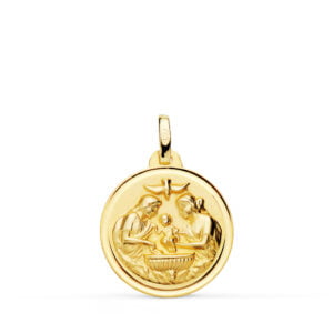 18K. MEDALLA NUEVO BAUTISMO BISEL 18 MM