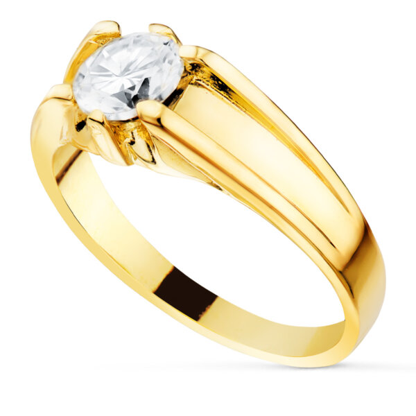 18K SOLITARIO ORO AMARILLO CIRCONITA 6 MM INTERIOR FORRADO - Imagen 3