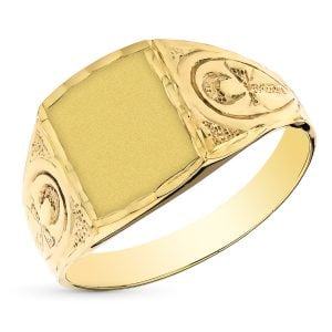 18K SELLO ORO AMARILLO CABALLERO CRUZ DE LA VIDA BRILLO ANCHO 12X10 MM