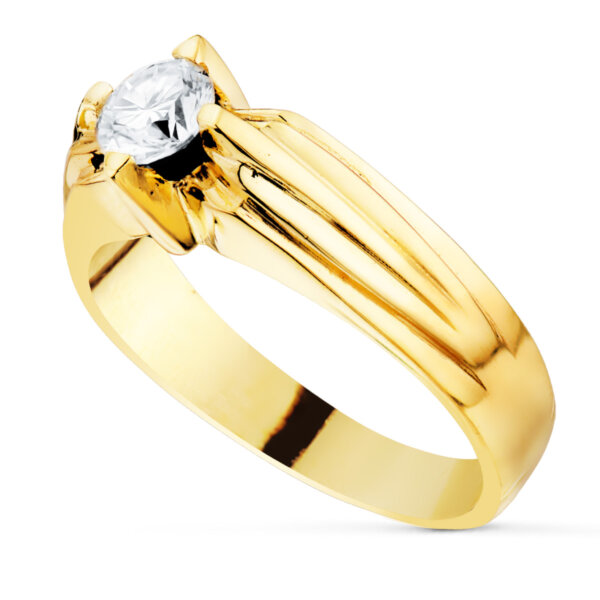 18K SOLITARIO ORO AMARILLO CABALLERO CIRCONITA 5.5 MM ANCHO CUERPO 7.5 MM - Imagen 5