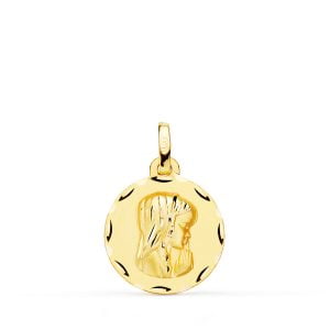 18K MEDALLA VIRGEN NIÑA MATIZADA TALLADA 16 MM