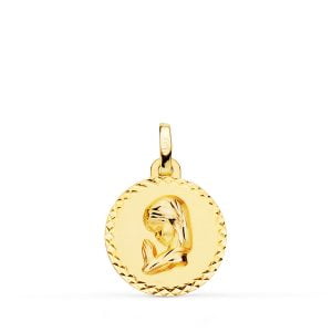 18K MEDALLA ORO AMARILLO VIRGEN NIÑA TALLA CRUZADA 16 MM