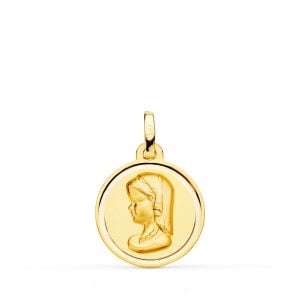 18K MEDALLA ORO AMARILLO VIRGEN NIÑA BISEL 16 MM.