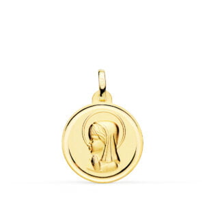 18K MEDALLA ORO AMARILLO VIRGEN NIÑA BISEL. 18 MM