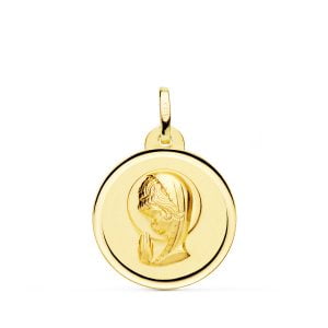 18K MEDALLA ORO AMARILLO VIRGEN NIÑA BISEL. 20 MM