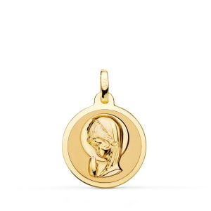 18K MEDALLA ORO AMARILLO VIRGEN NIÑA EN BRILLO. 18 MM