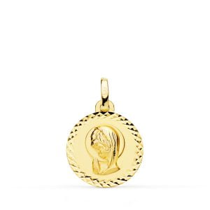 18K MEDALLA ORO AMARILLO VIRGEN NIÑA TALLA CRUZADA. 16 MM