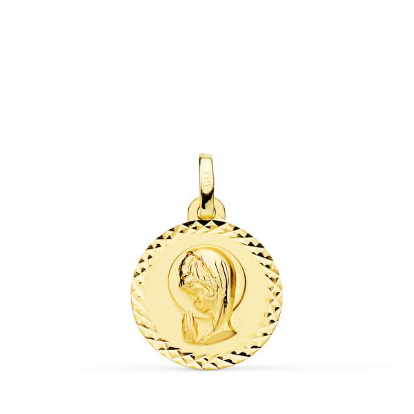 18K MEDALLA ORO AMARILLO VIRGEN NIÑA TALLA CRUZADA. 16 MM