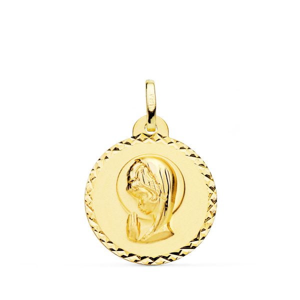 18K MEDALLA ORO AMARILLO VIRGEN NIÑA TALLA CRUZADA. 20 MM